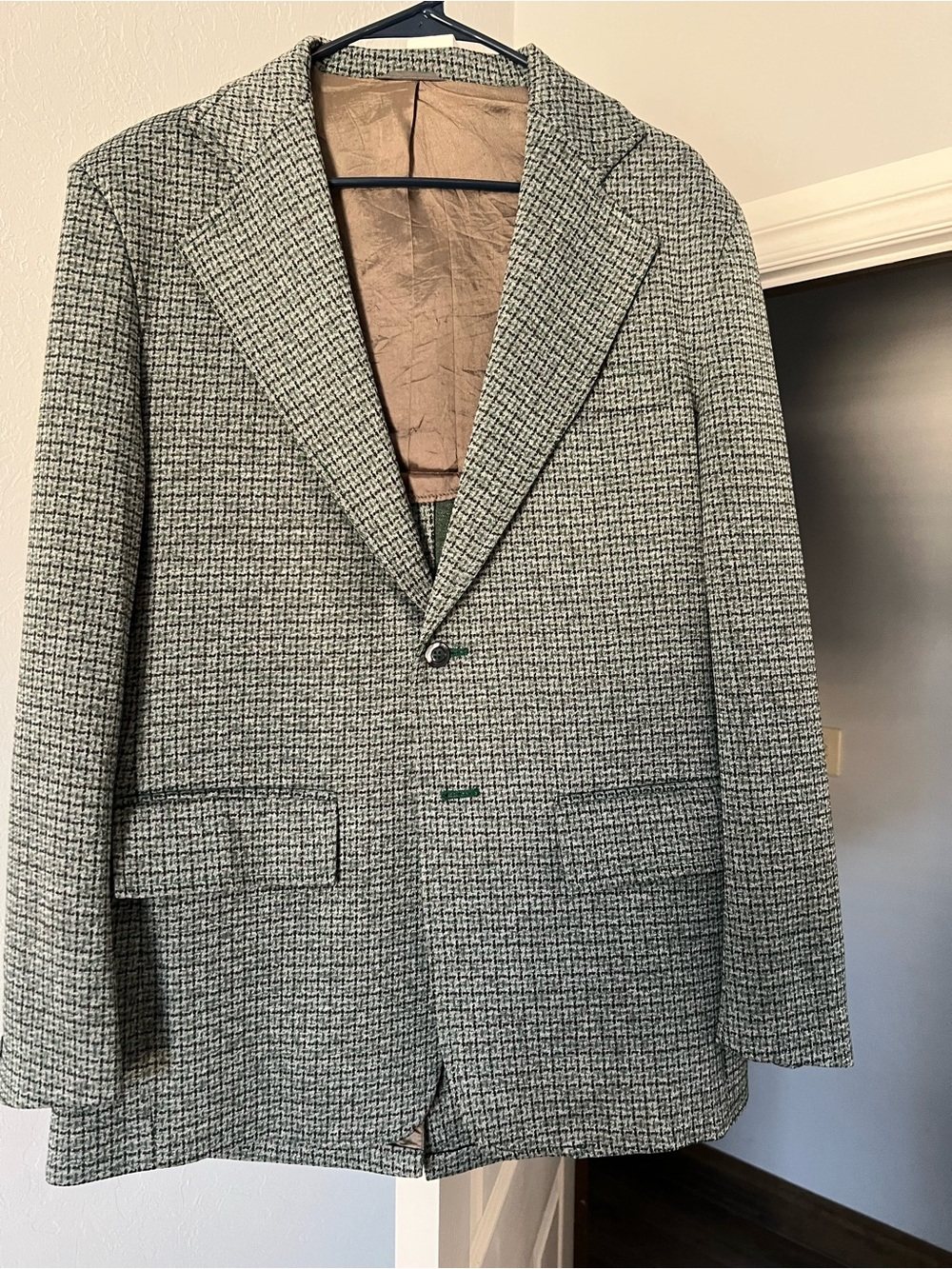 Classic Men’s Grey Houndstooth Blazer - Single-Breasted